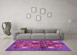 Machine Washable Abstract Pink Modern Rug in a Living Room, wshabs711pnk