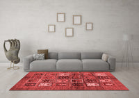 Machine Washable Abstract Red Modern Rug, wshabs711red