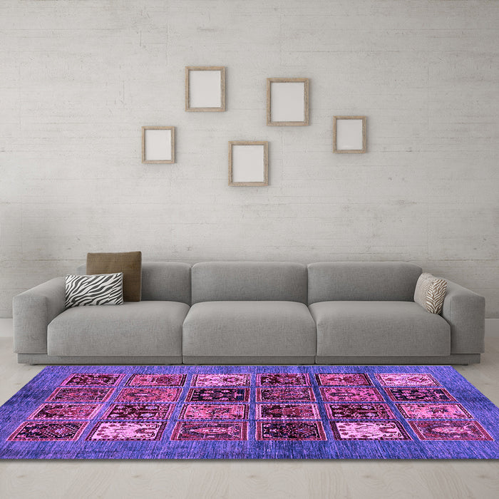 Machine Washable Abstract Purple Modern Area Rugs in a Living Room, wshabs711pur