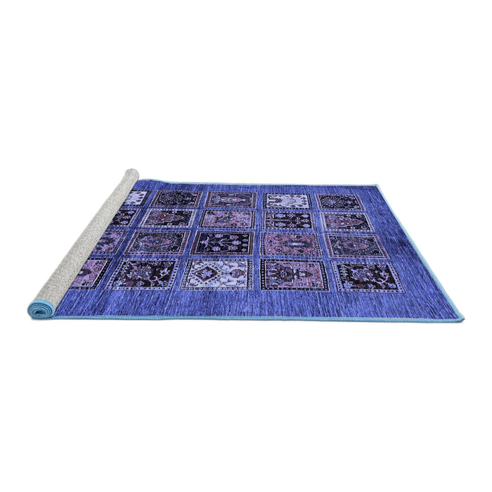 Sideview of Machine Washable Abstract Blue Modern Rug, wshabs711blu