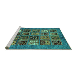 Sideview of Machine Washable Abstract Turquoise Modern Area Rugs, wshabs711turq