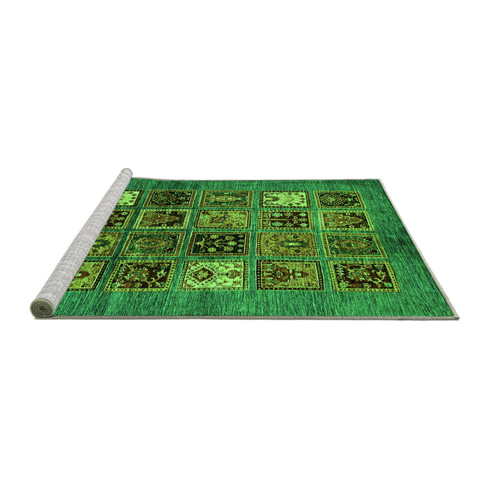 Sideview of Machine Washable Abstract Green Modern Area Rugs, wshabs711grn