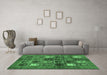 Machine Washable Abstract Emerald Green Modern Area Rugs in a Living Room,, wshabs711emgrn