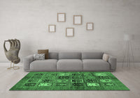 Machine Washable Abstract Emerald Green Modern Rug, wshabs711emgrn