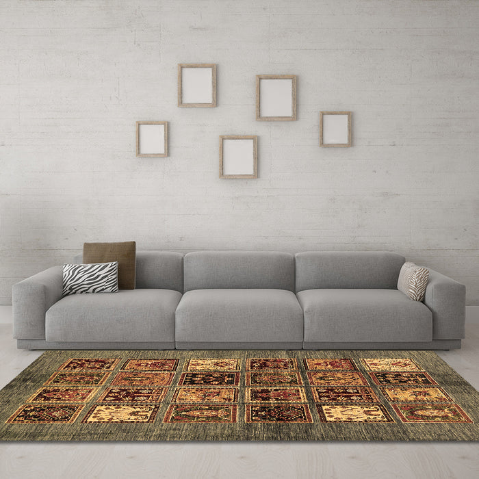 Machine Washable Abstract Brown Modern Rug in a Living Room,, wshabs711brn