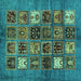 Square Abstract Turquoise Modern Rug, abs711turq