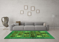 Machine Washable Abstract Green Modern Rug, wshabs711grn