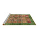 Sideview of Machine Washable Abstract Brass Green Rug, wshabs712