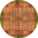 Round Machine Washable Abstract Orange Modern Area Rugs, wshabs712org