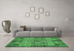 Machine Washable Abstract Emerald Green Modern Area Rugs in a Living Room,, wshabs712emgrn