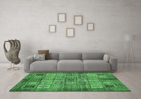 Machine Washable Abstract Emerald Green Modern Rug, wshabs712emgrn