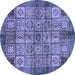 Round Machine Washable Abstract Blue Modern Rug, wshabs712blu