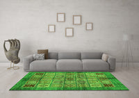 Machine Washable Abstract Green Modern Rug, wshabs712grn