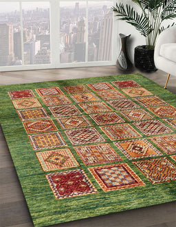 Machine Washable Abstract Brass Green Rug in a Family Room, wshabs712