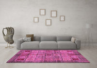 Machine Washable Abstract Pink Modern Rug, wshabs712pnk