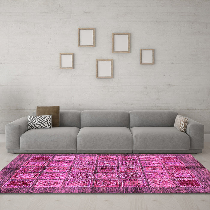 Machine Washable Abstract Pink Modern Rug in a Living Room, wshabs712pnk