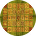 Round Machine Washable Abstract Yellow Modern Rug, wshabs712yw