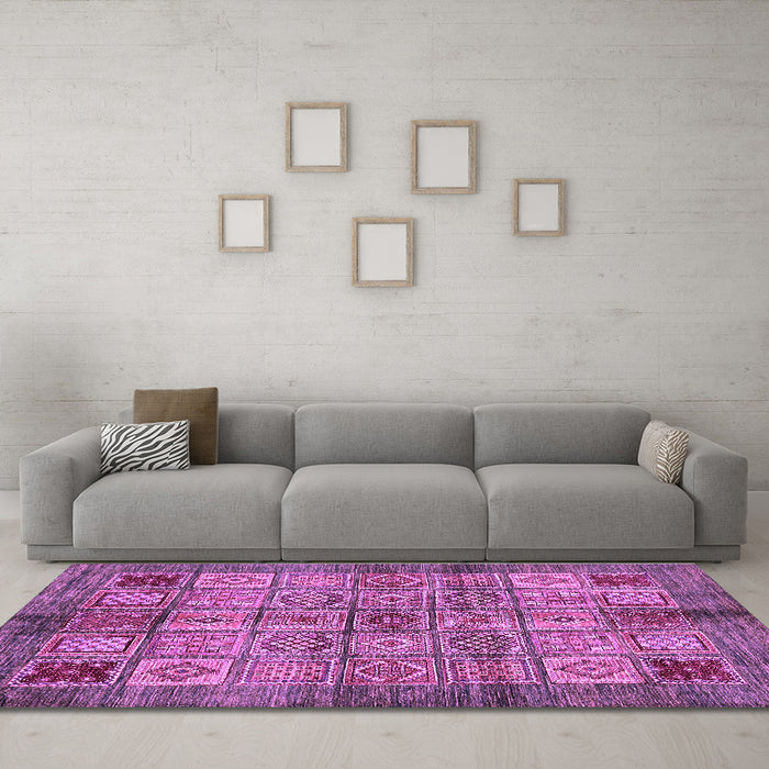 Machine Washable Abstract Purple Modern Area Rugs in a Living Room, wshabs712pur