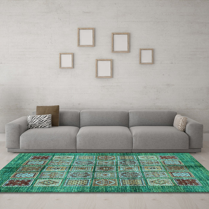 Machine Washable Abstract Light Blue Modern Rug in a Living Room, wshabs712lblu