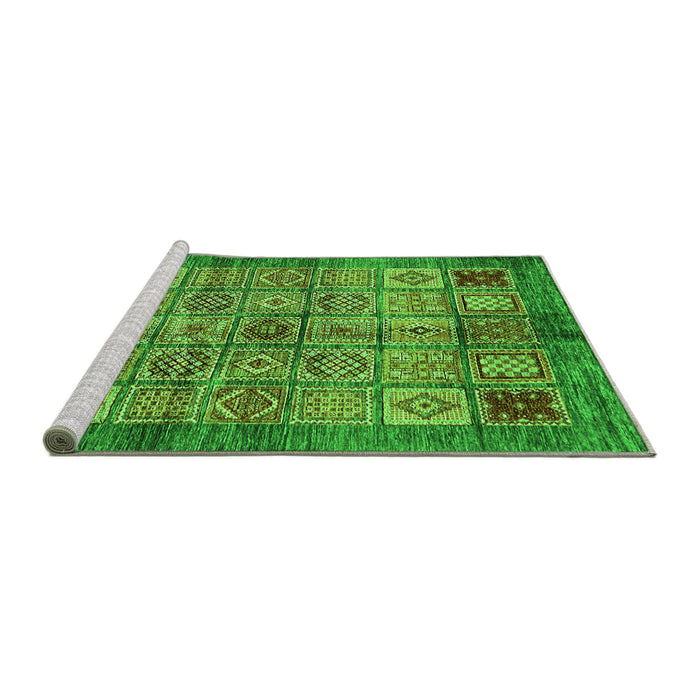 Sideview of Machine Washable Abstract Green Modern Area Rugs, wshabs712grn
