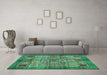 Machine Washable Abstract Turquoise Modern Area Rugs in a Living Room,, wshabs712turq