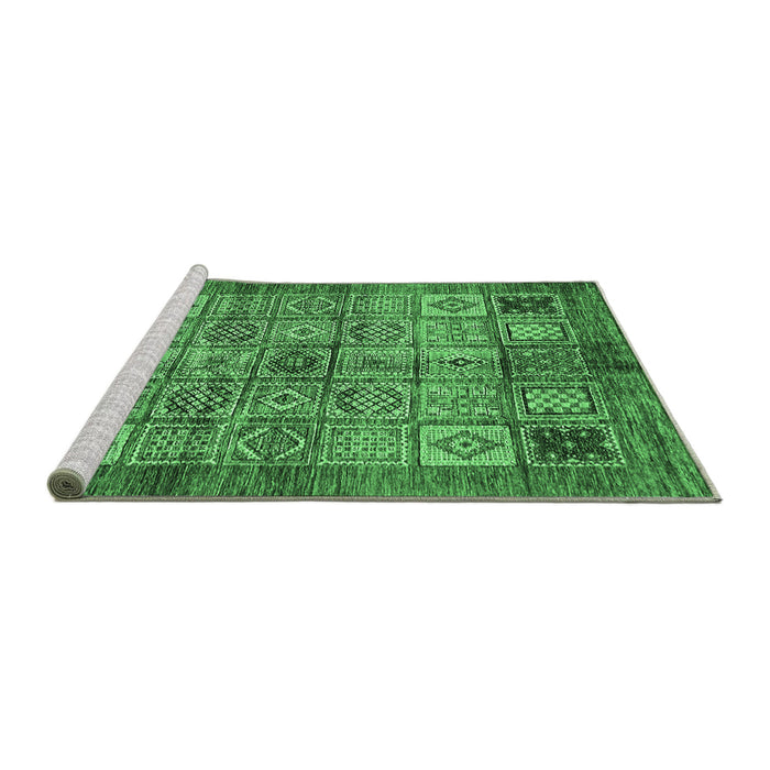 Sideview of Machine Washable Abstract Emerald Green Modern Area Rugs, wshabs712emgrn