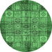 Round Abstract Emerald Green Modern Rug, abs712emgrn