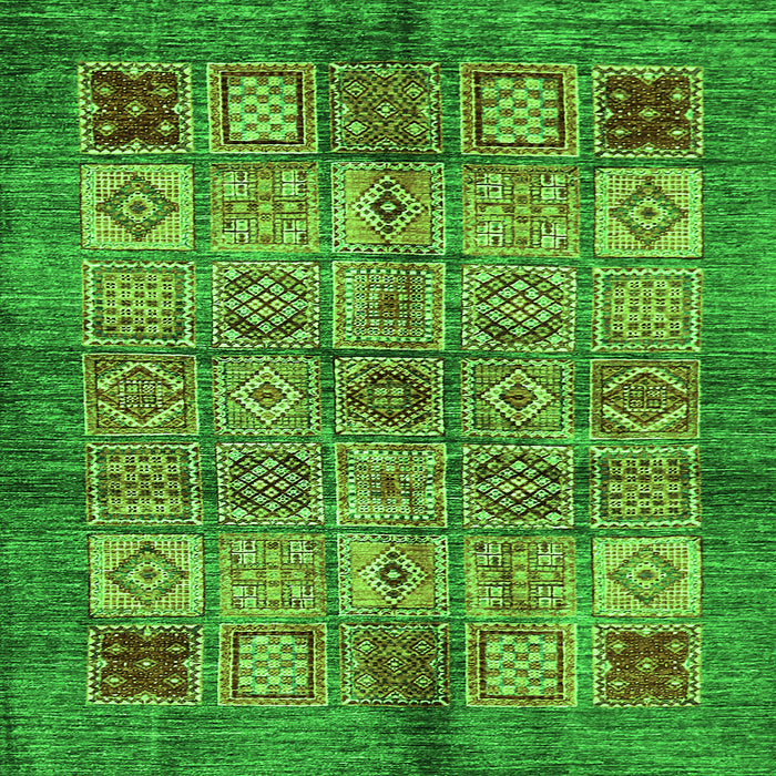 Square Machine Washable Abstract Green Modern Area Rugs, wshabs712grn
