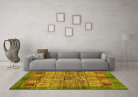 Machine Washable Abstract Yellow Modern Rug, wshabs712yw