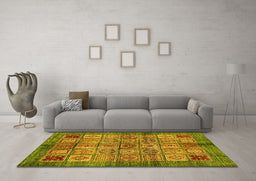 Machine Washable Abstract Yellow Modern Rug in a Living Room, wshabs712yw