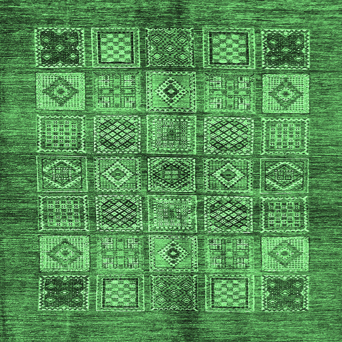 Square Machine Washable Abstract Emerald Green Modern Area Rugs, wshabs712emgrn