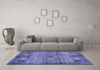 Machine Washable Abstract Blue Modern Rug, wshabs712blu