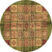 Round Abstract Brown Modern Rug, abs712brn