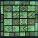 Square Abstract Turquoise Modern Rug, abs713turq