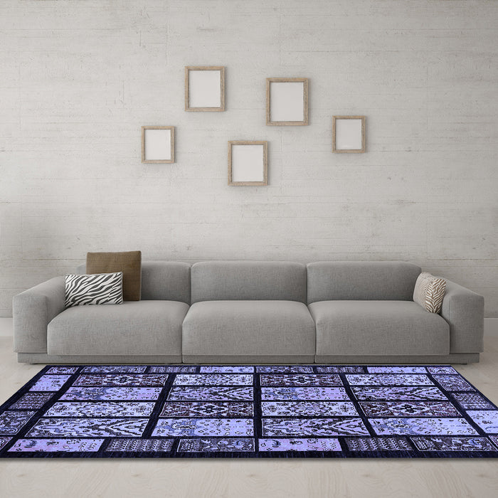 Machine Washable Abstract Blue Modern Rug in a Living Room, wshabs713blu