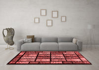 Machine Washable Abstract Red Modern Rug, wshabs713red