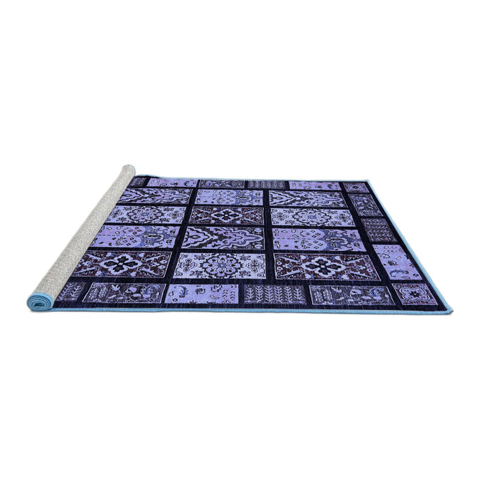 Sideview of Machine Washable Abstract Blue Modern Rug, wshabs713blu