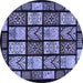 Round Abstract Blue Modern Rug, abs713blu