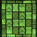 Square Abstract Green Modern Rug, abs713grn