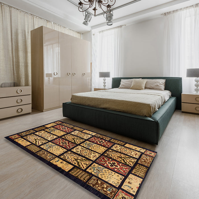 Machine Washable Abstract Night Red Rug in a Bedroom, wshabs713