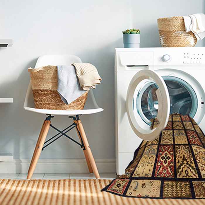 Machine Washable Abstract Night Red Rug in a Washing Machine, wshabs713