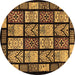 Round Machine Washable Abstract Brown Modern Rug, wshabs713brn