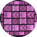 Round Machine Washable Abstract Purple Modern Area Rugs, wshabs713pur