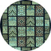 Round Machine Washable Abstract Light Blue Modern Rug, wshabs713lblu