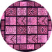 Round Machine Washable Abstract Pink Modern Rug, wshabs713pnk