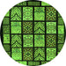 Round Machine Washable Abstract Green Modern Area Rugs, wshabs713grn