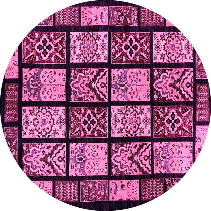 Round Abstract Pink Modern Rug, abs713pnk