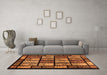 Machine Washable Abstract Orange Modern Area Rugs in a Living Room, wshabs713org