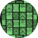 Round Abstract Emerald Green Modern Rug, abs713emgrn