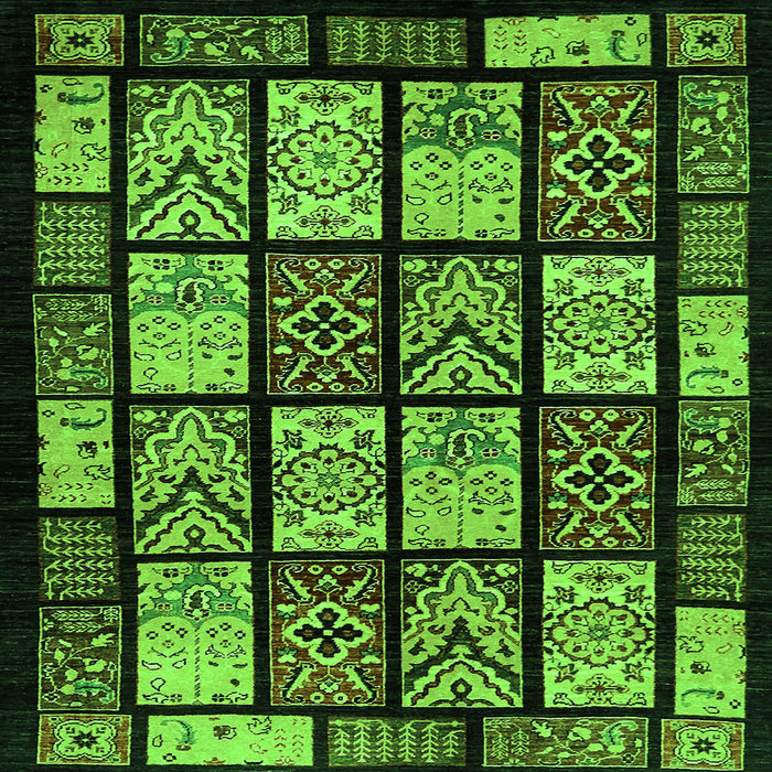 Square Machine Washable Abstract Green Modern Area Rugs, wshabs713grn